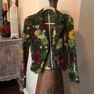 Sisley green floral corduroy blazer MEDIUM